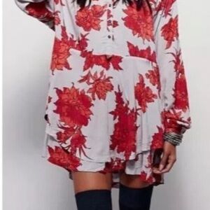 FREE PEOPLE Sand Floral Dress size L